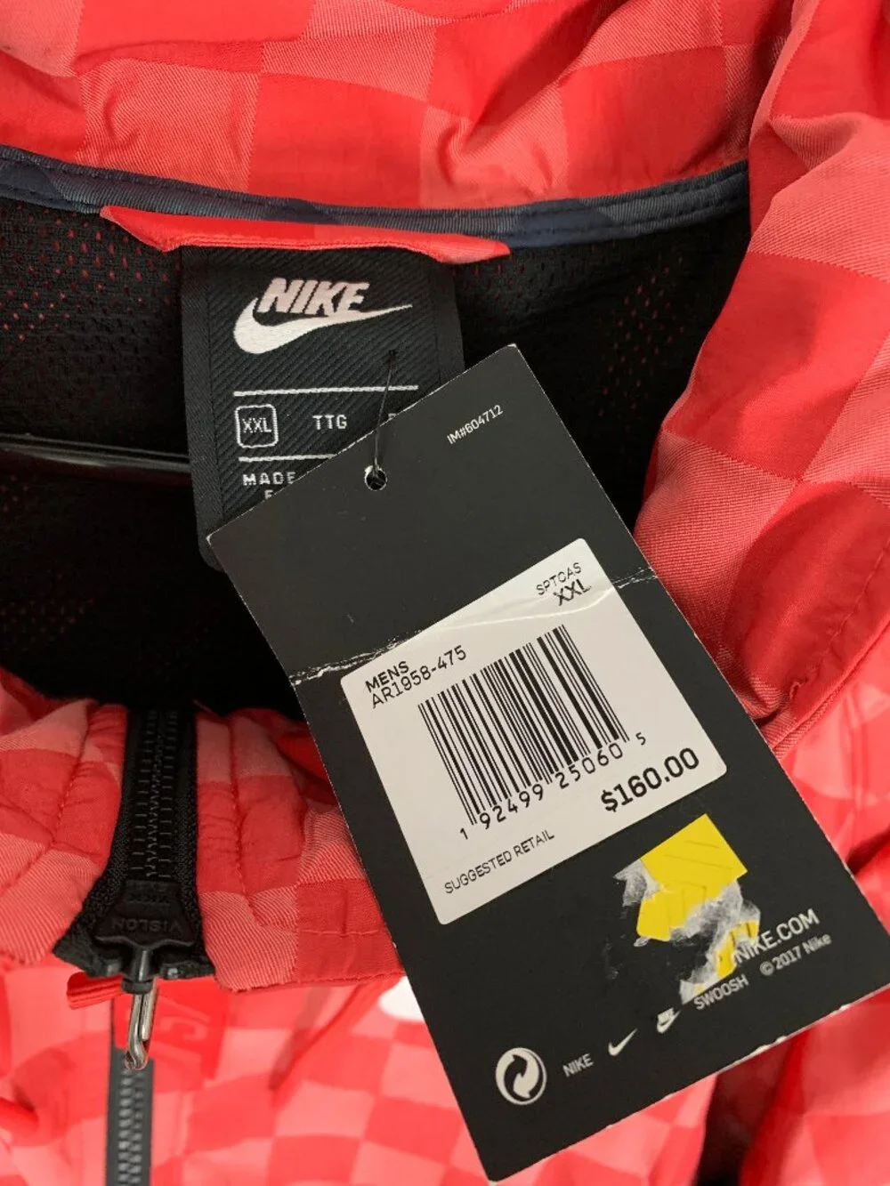 Nike Sportswear Windrunner Hooded Jacket Checkerboard Pattern AR1958-475 XXL NWT